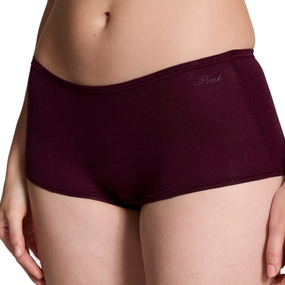 PINK VICTORIAS SECRET Women's Burgundy BOYSHORTS MEDIUM - Picture 3 of 4